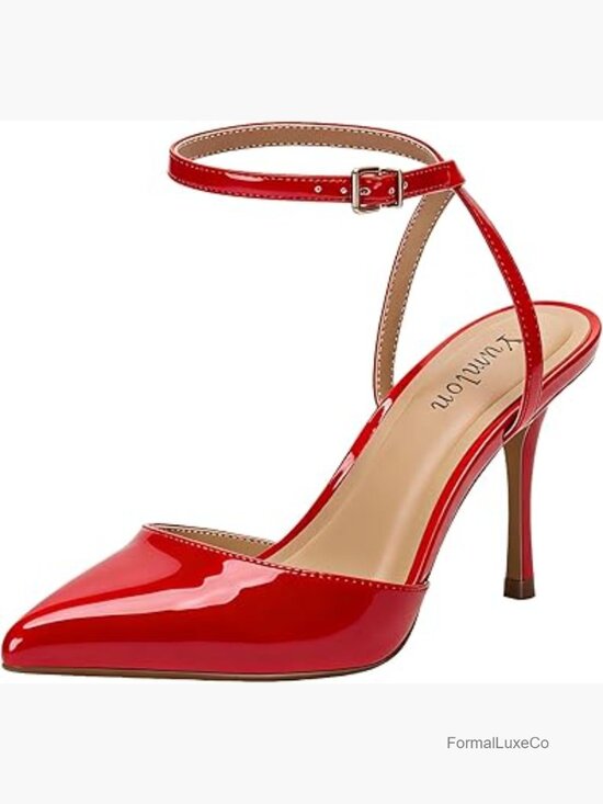 Shoes - 3.3" Stiletto Heel Pumps Ankle Strap Pointed Toe Wedding Shoes
